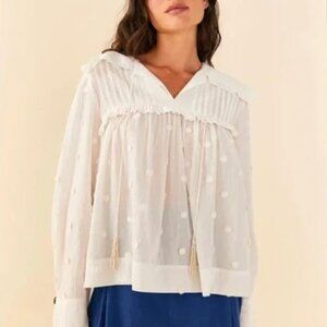 FARM Rio Off-White 3d Flowers Blouse